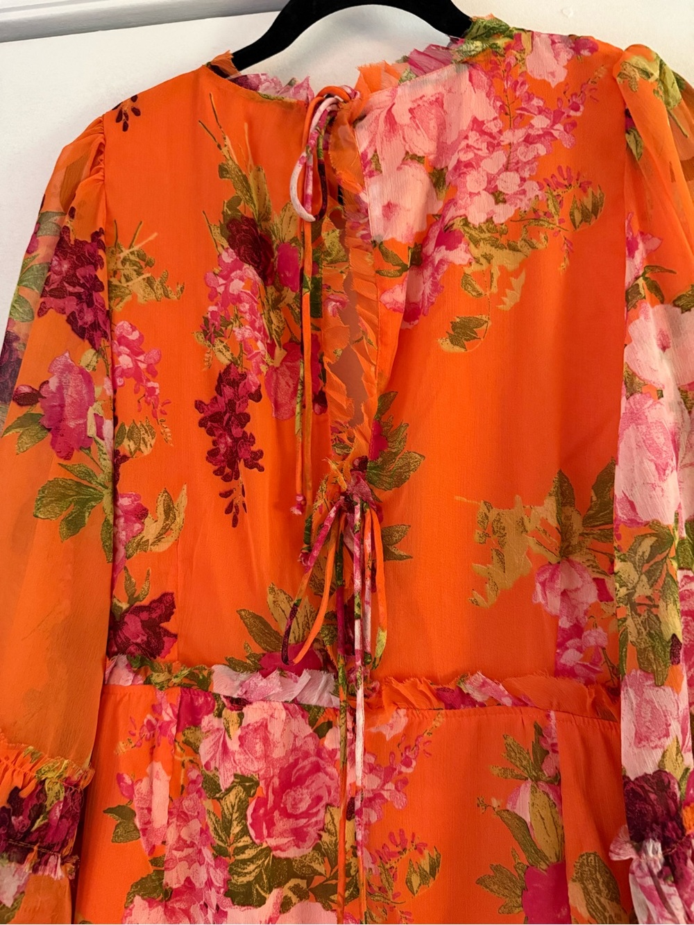 ASOS Orange Floral Print Occasion Maxi Dress - Picture 10 of 12
